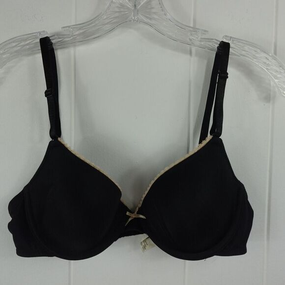 Maidenform Womens Black Padded Bra with Lace & Bow Detail Size 34B - Picture 1 of 10